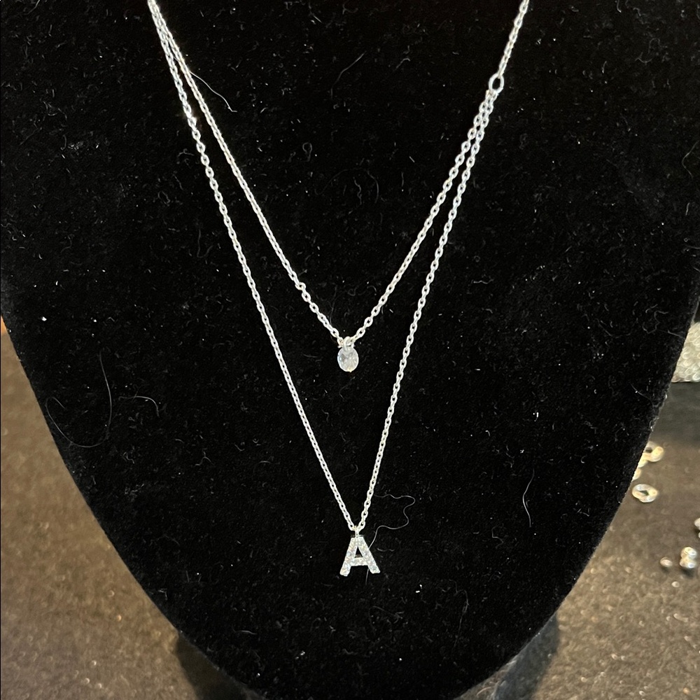 Silver Initial A Pendant Necklace